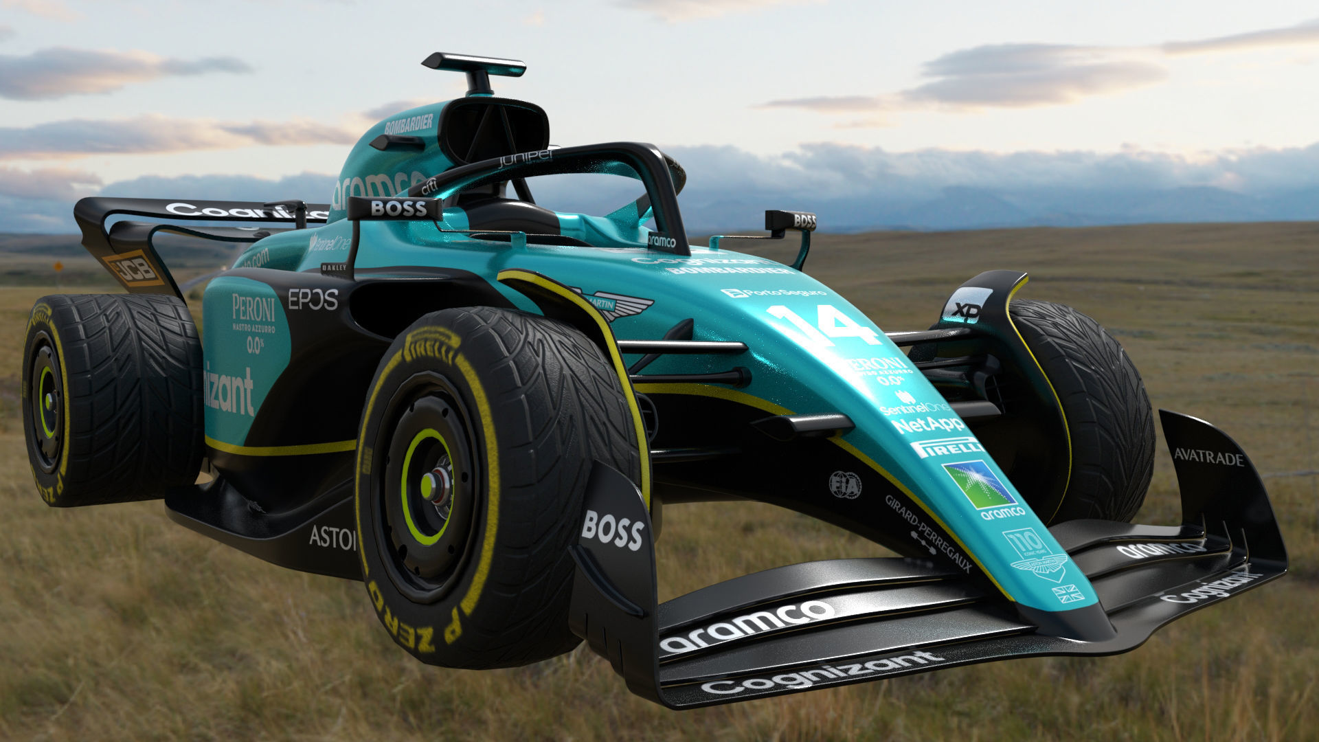 Cartoon Rigged Aston Martin AMR23 Low-poly 3D model_2