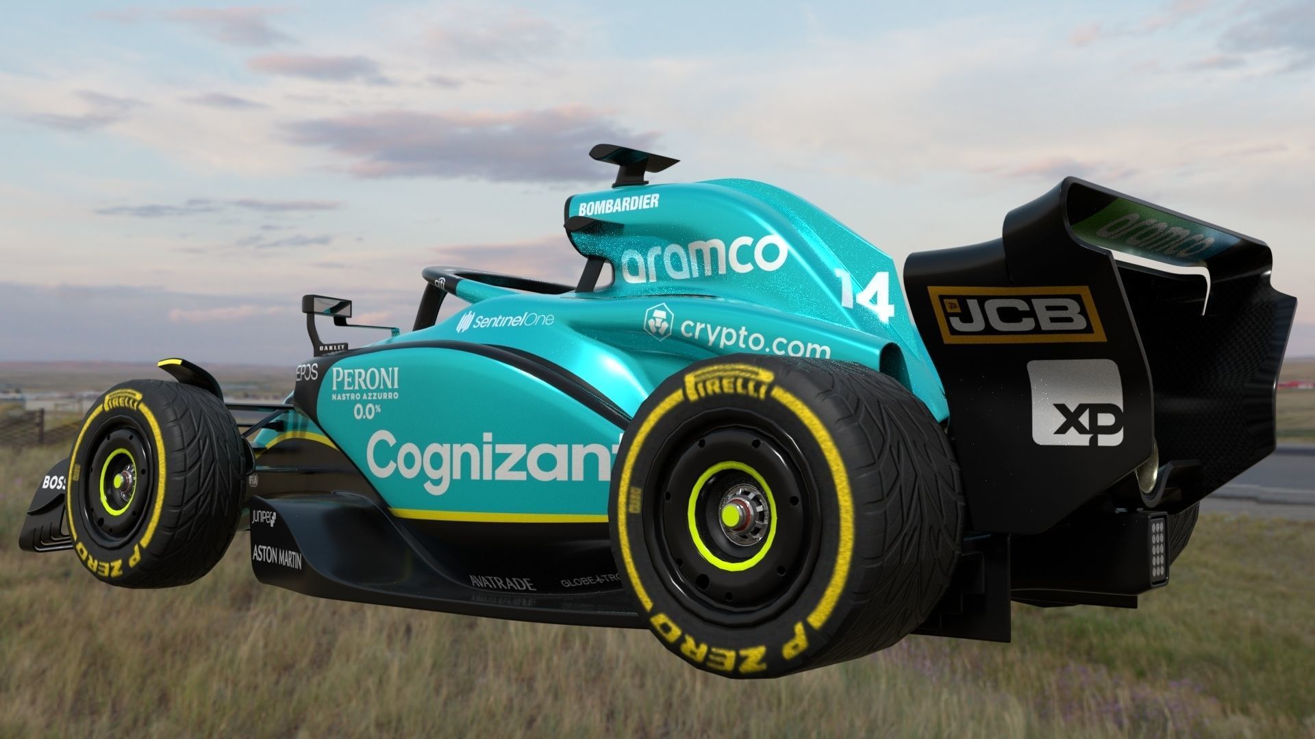 Cartoon Rigged Aston Martin AMR23 Low-poly 3D model_4