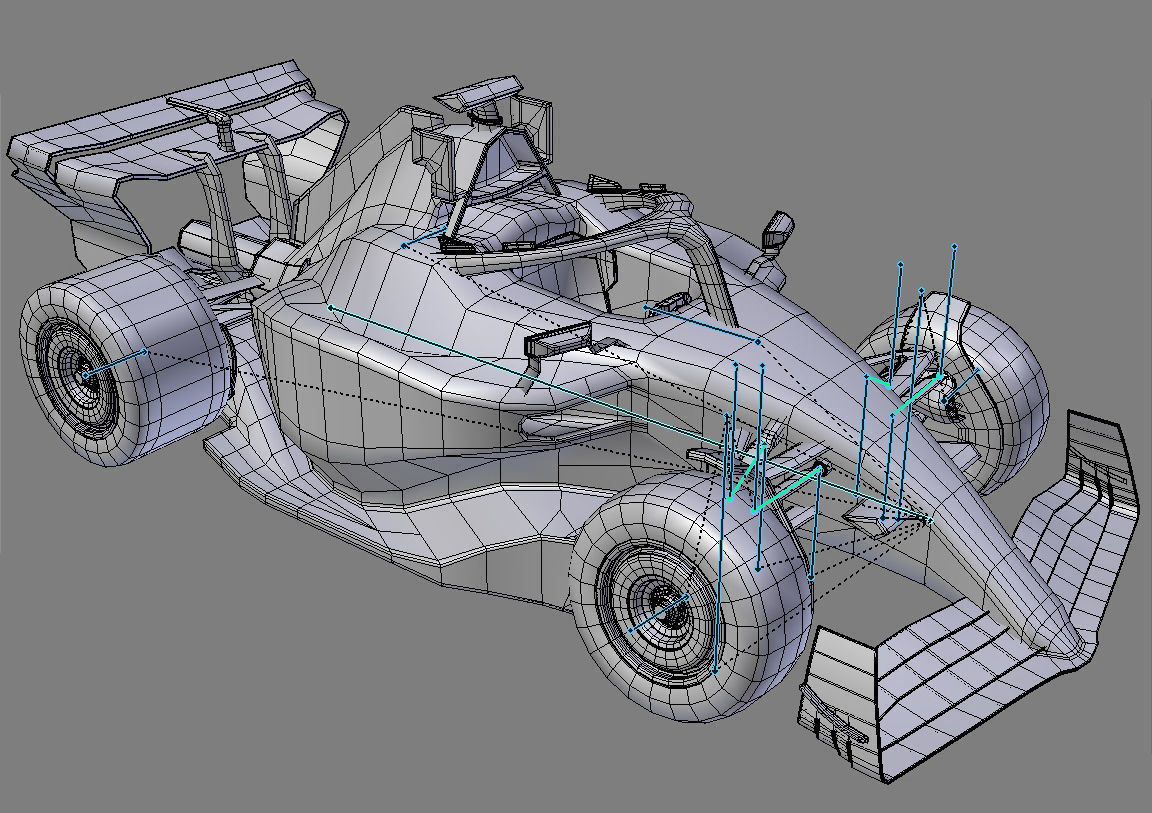 Cartoon Rigged Aston Martin AMR23 Low-poly 3D model_7