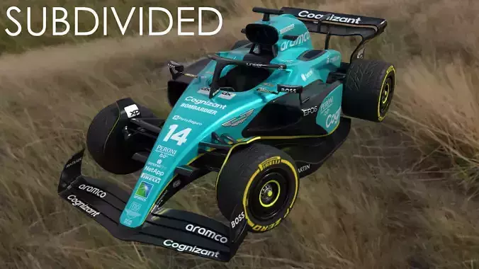 Cartoon Rigged Aston Martin AMR23 Low-poly 3D model