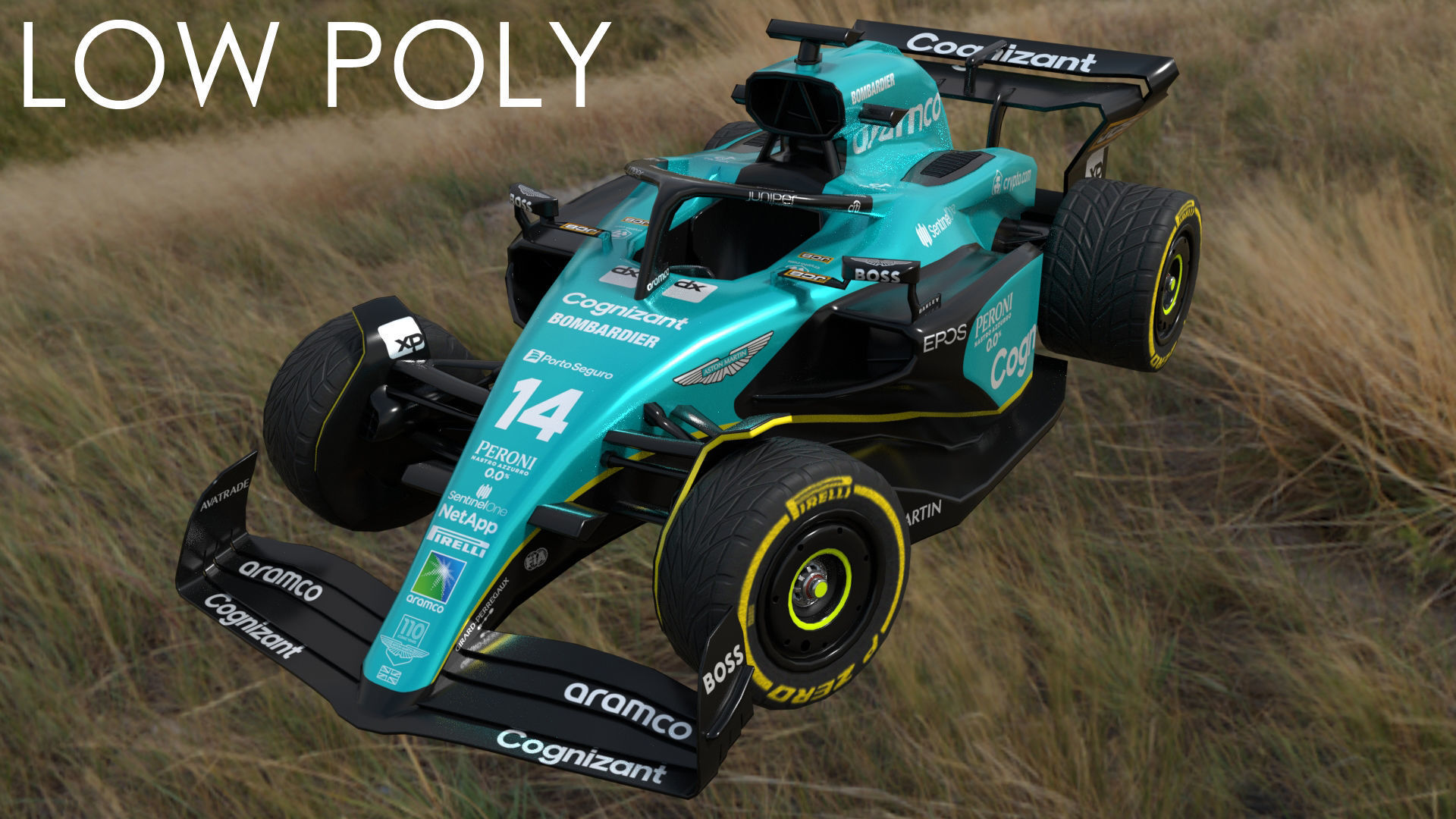 Cartoon Rigged Aston Martin AMR23 Low-poly 3D model_1