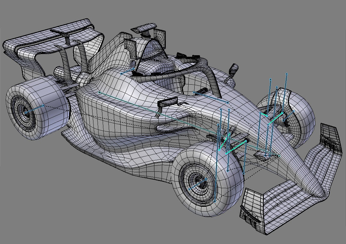 Cartoon Rigged Aston Martin AMR23 Low-poly 3D model_6