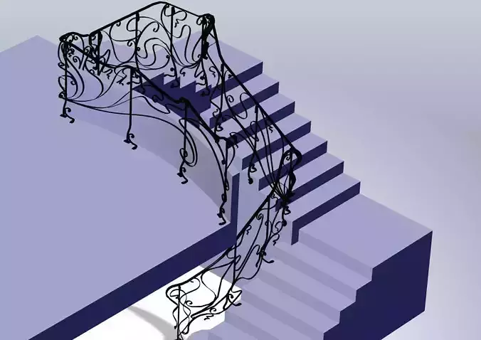 Complex handrail with entangled art ornaments