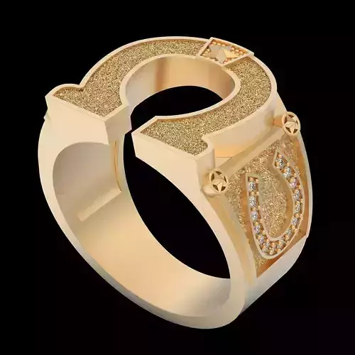 Horseshoe ring gold sterling printable jewelry 3D model