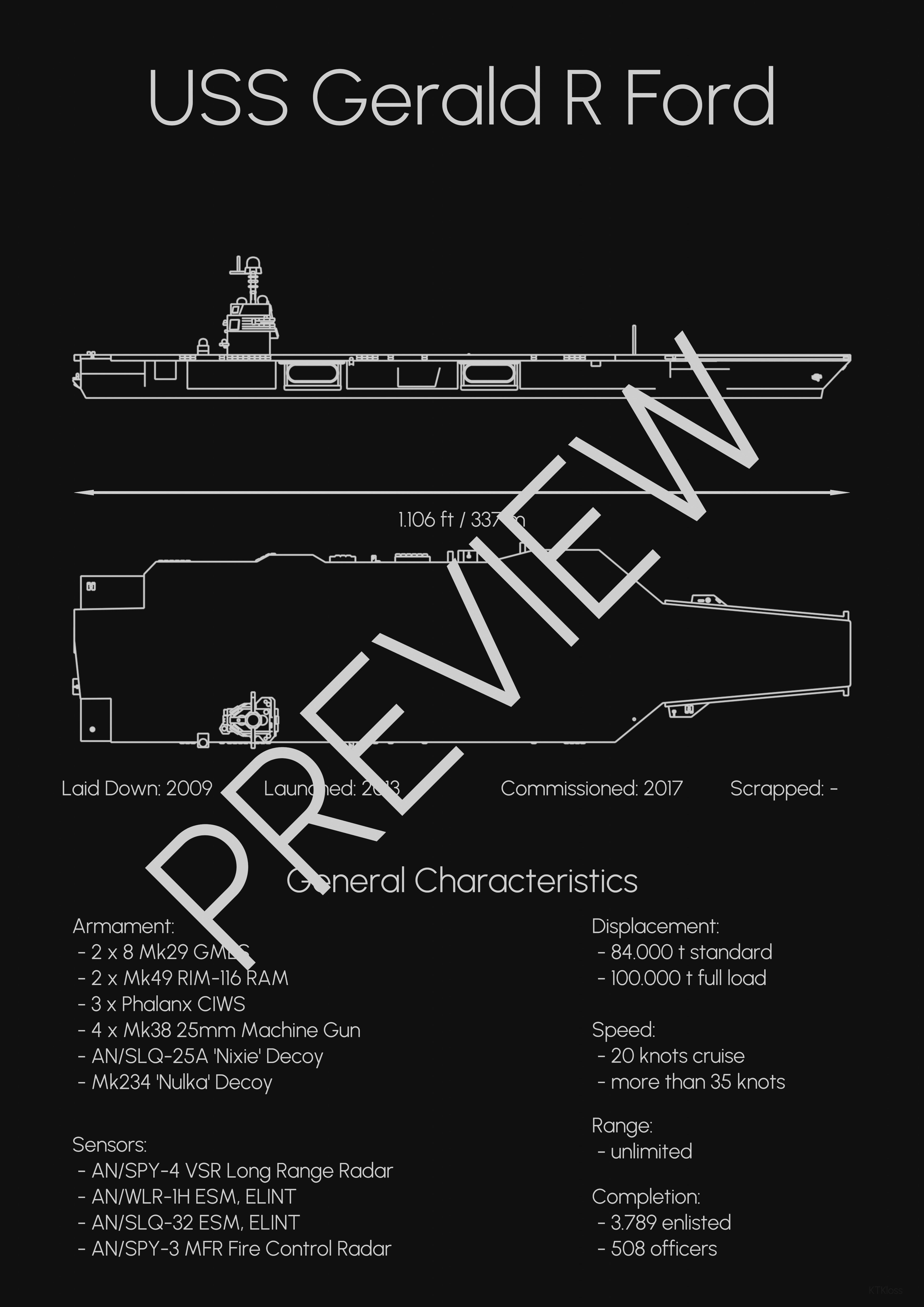 USS Gerald R Ford - Model for small scale printing 3D print model_1
