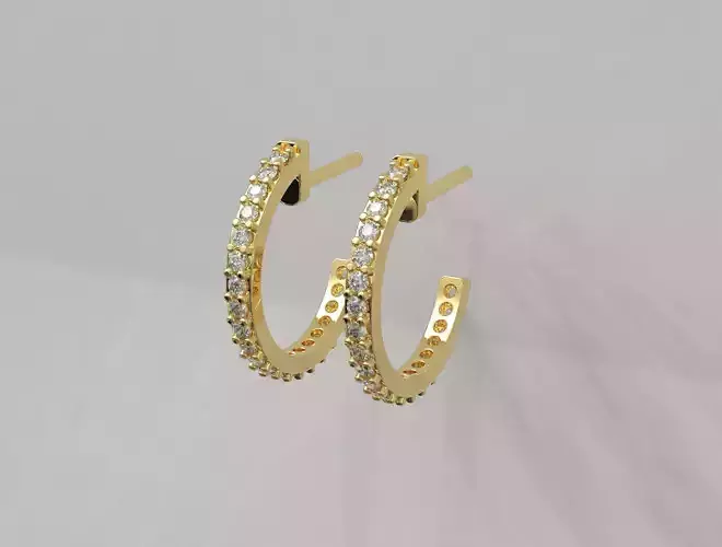 15mm Diamond Hoop Earring