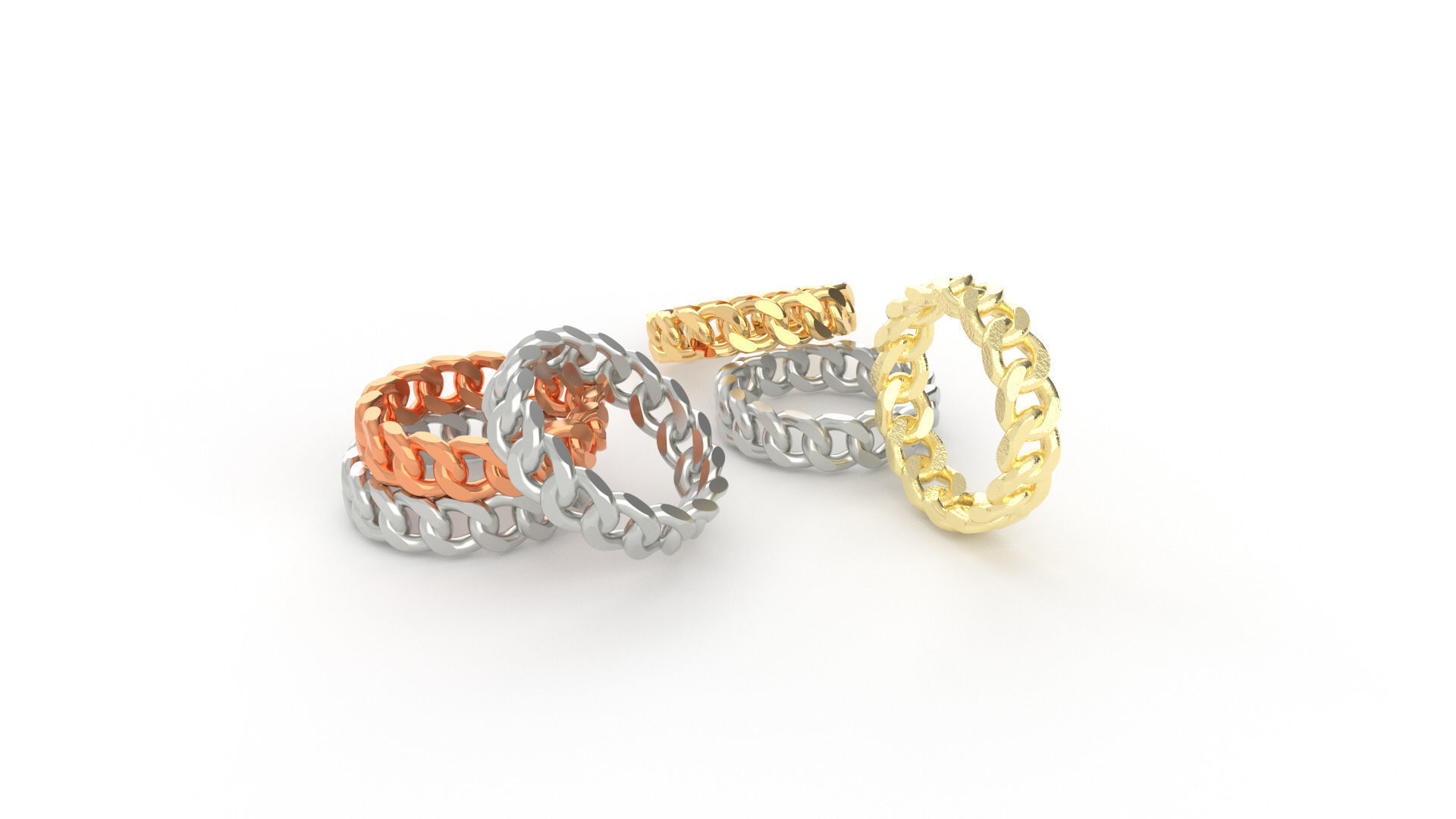 cuban chain ring 3D print model_2