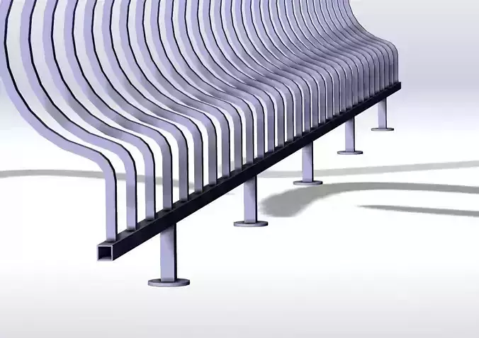 Straight handrail for balcony 4000mm 3D model