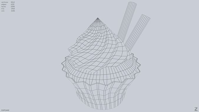 Cupcake Low-poly 3D model 3