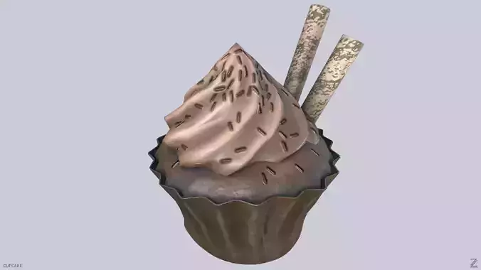 Cupcake Low-poly 3D model