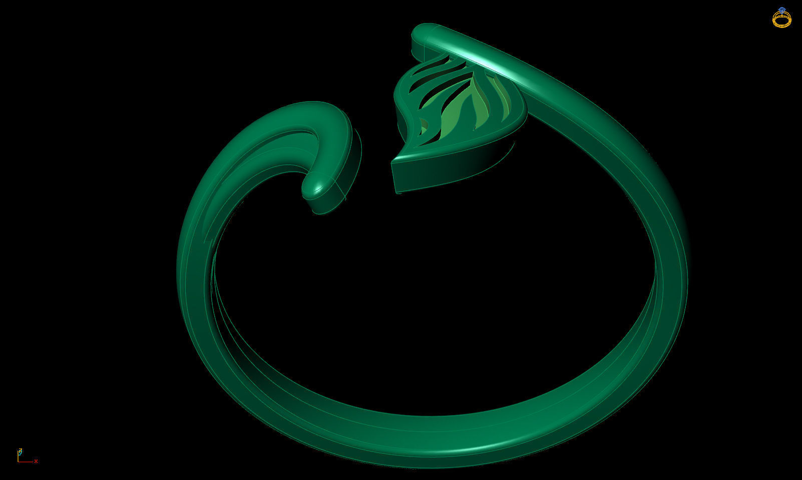 Leaf ring R 0338 printable 3d model 3D print model_16
