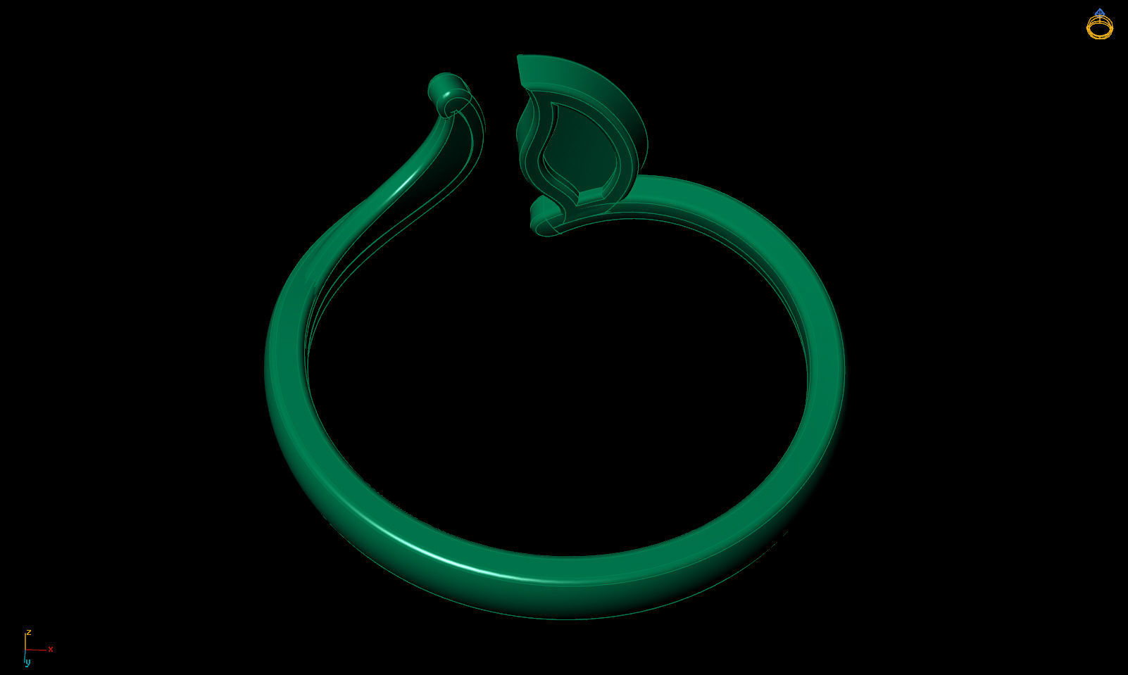 Leaf ring R 0338 printable 3d model 3D print model_17