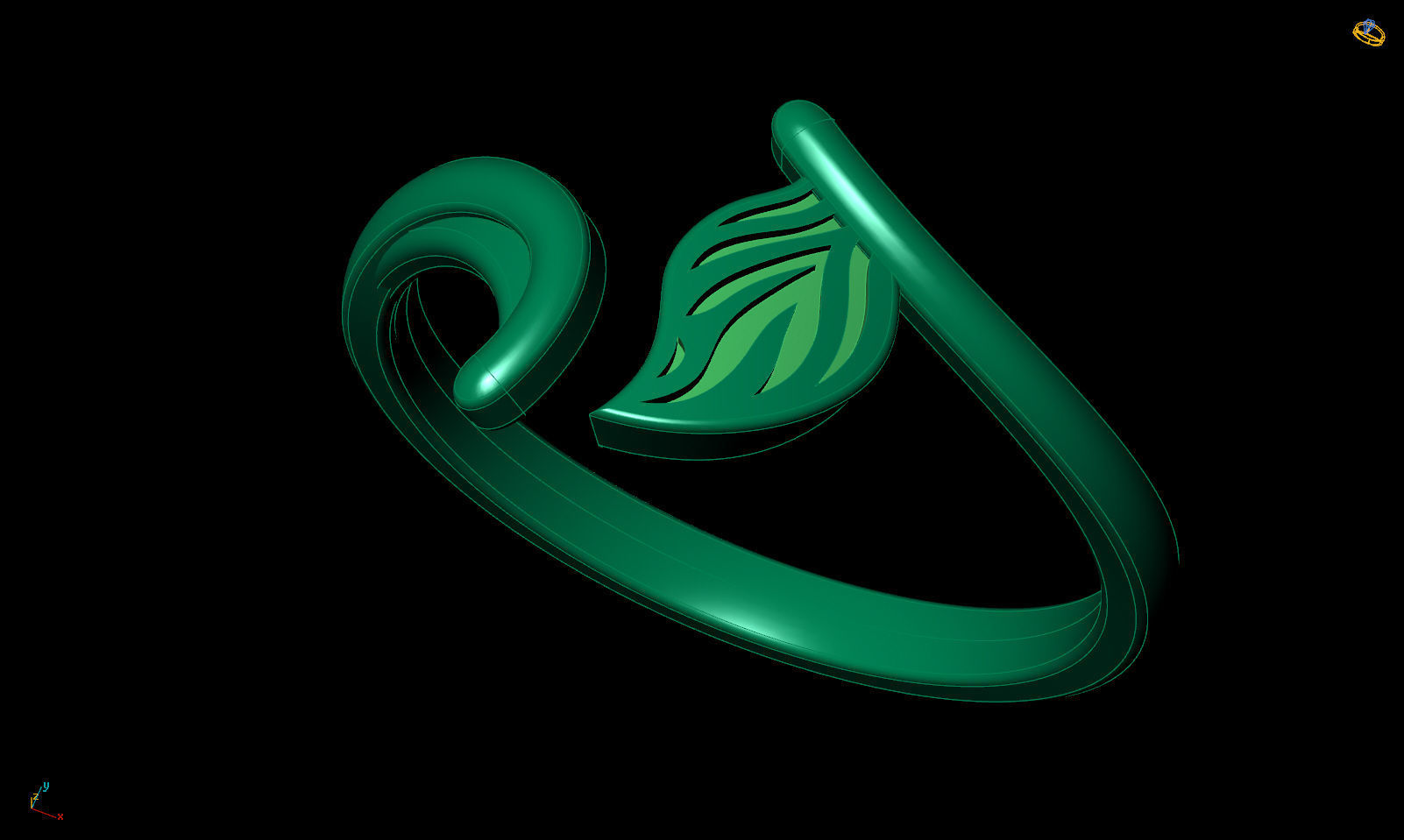 Leaf ring R 0338 printable 3d model 3D print model_14