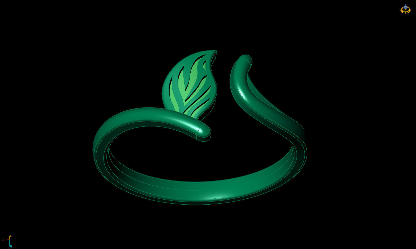 Leaf ring R 0338 printable 3d model 3D print model_19