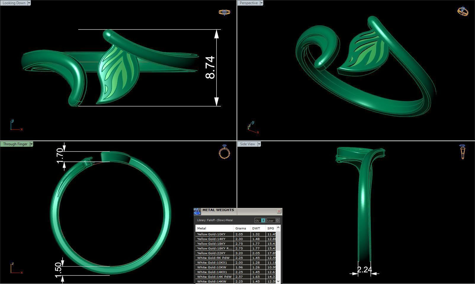 Leaf ring R 0338 printable 3d model 3D print model_1