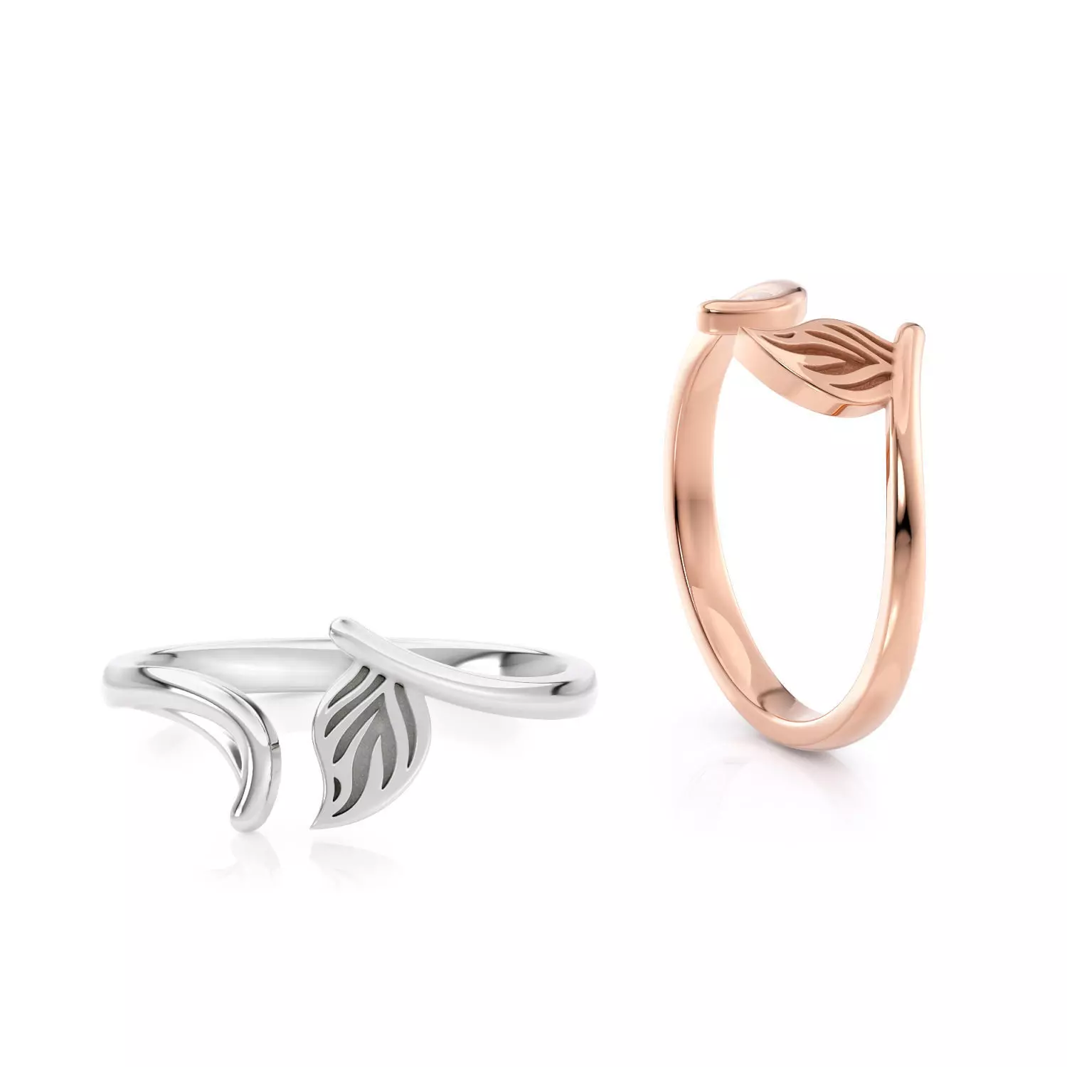 Leaf ring R 0338 printable 3d model 3D print model_0
