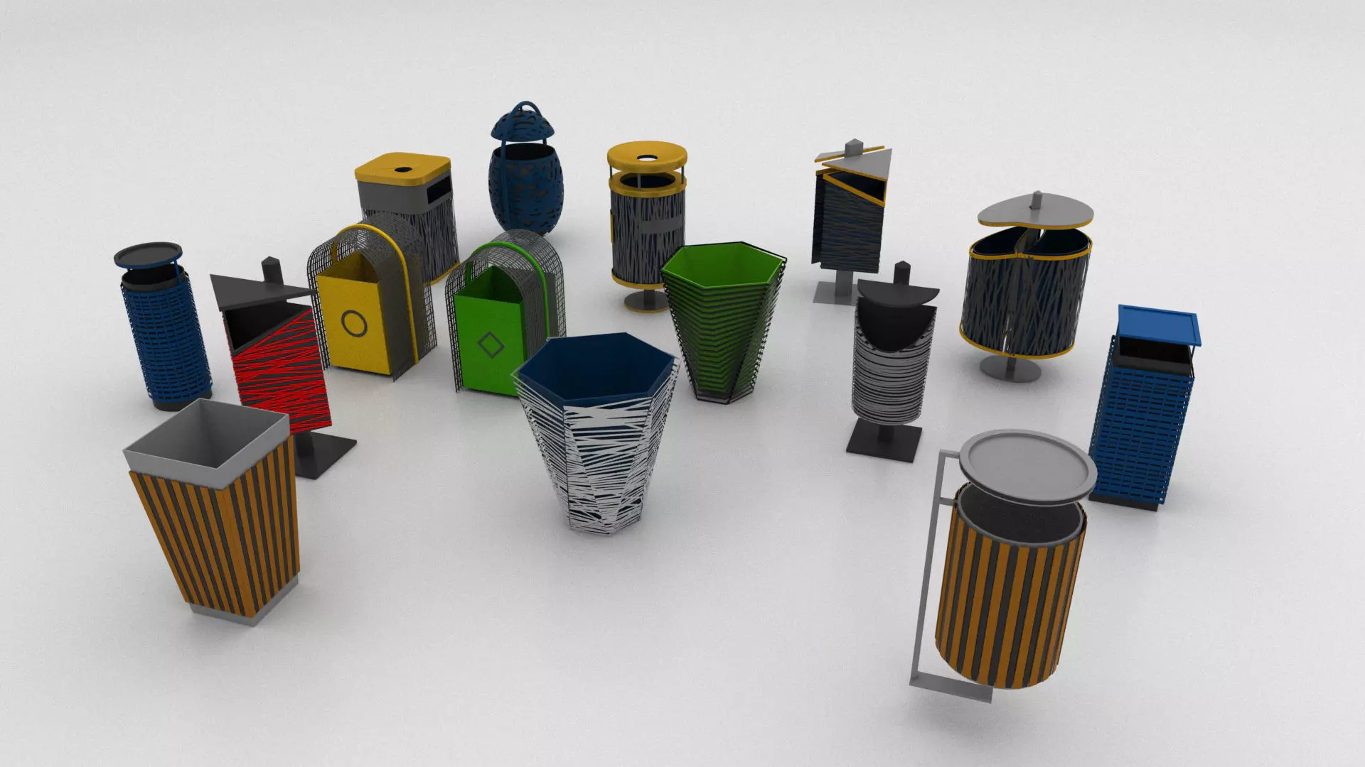 Recycle Bins Low-poly 3D model_0