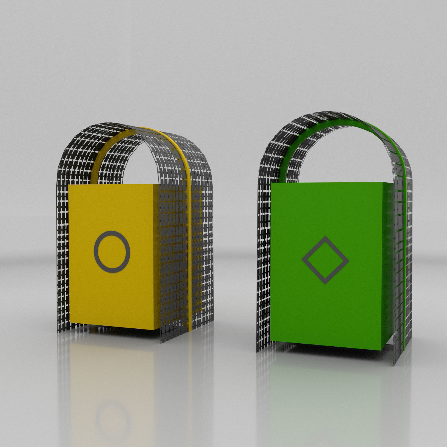 Recycle Bins Low-poly 3D model_1