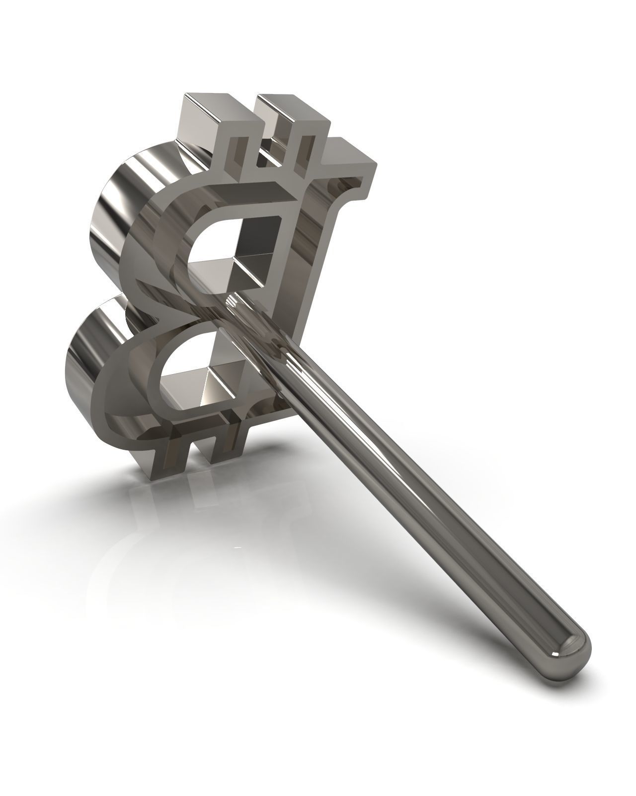 Bitcoin blank stud earring 3D print model_2