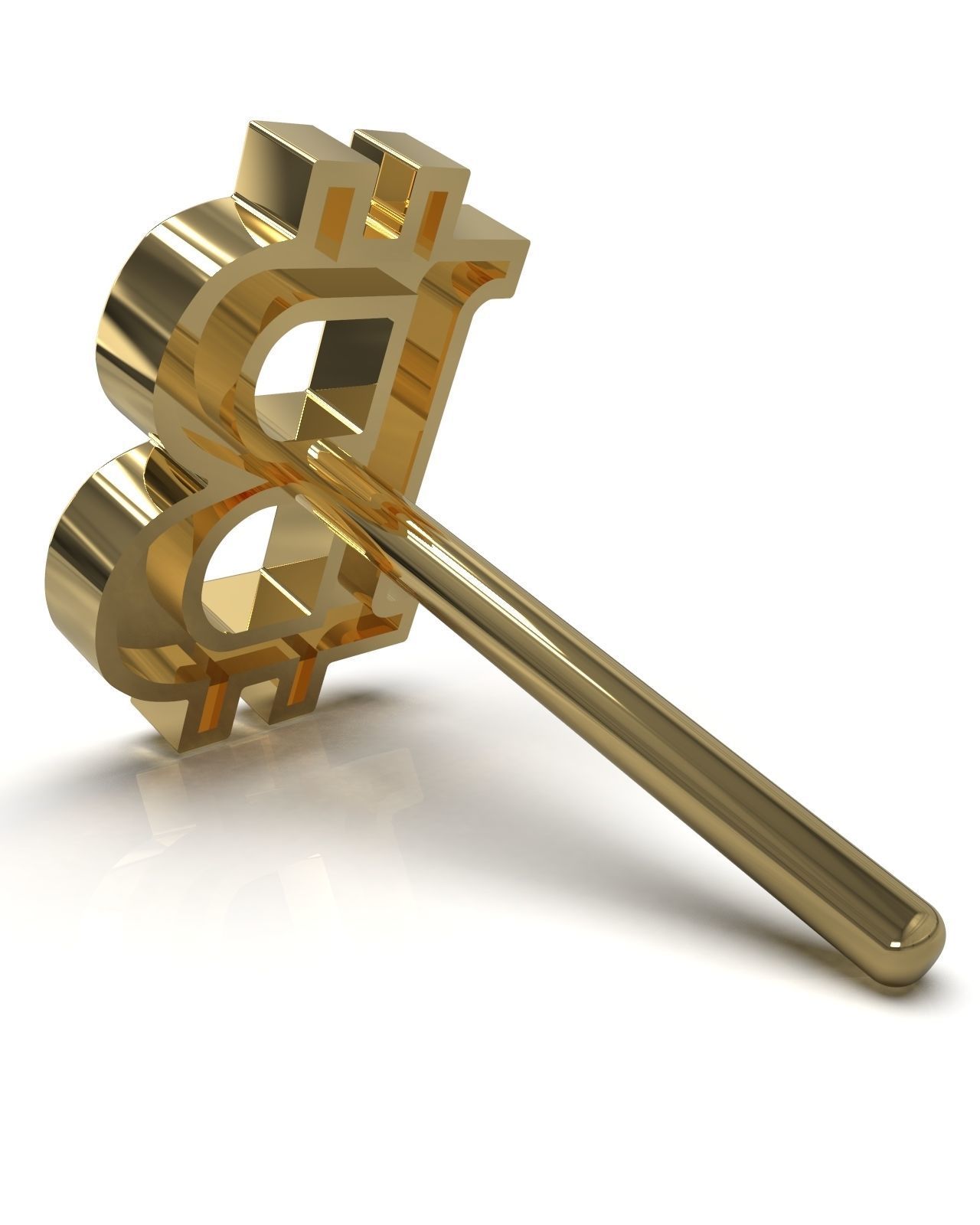 Bitcoin blank stud earring 3D print model_3