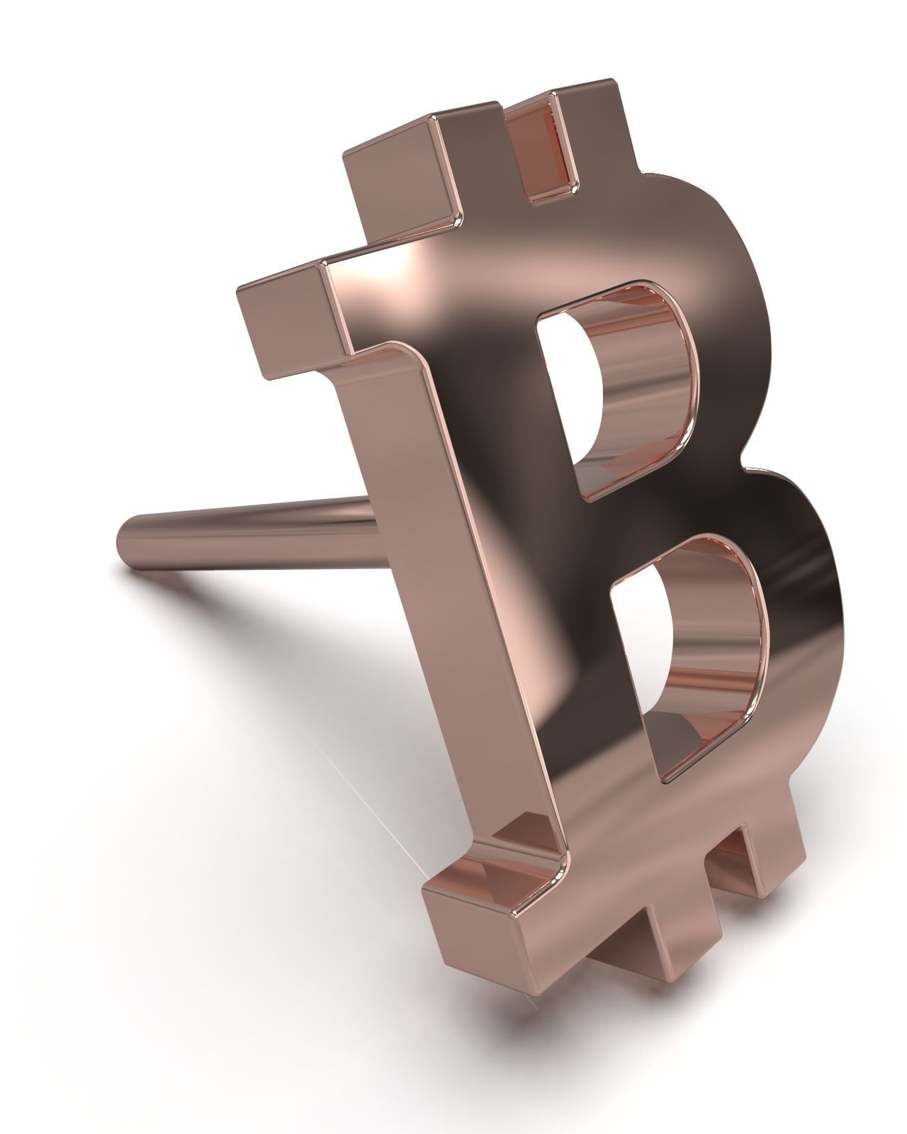 Bitcoin blank stud earring 3D print model_9