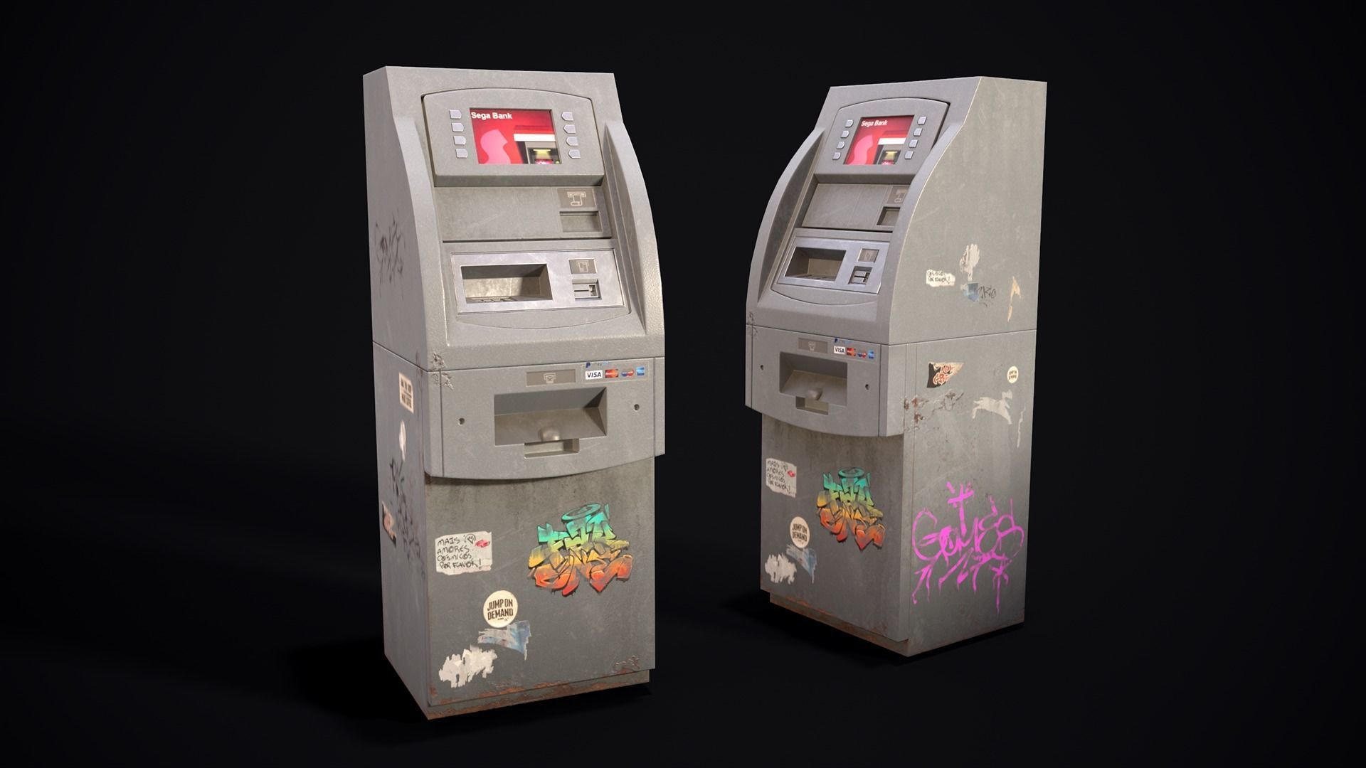 Street props Low-poly 3D model_1