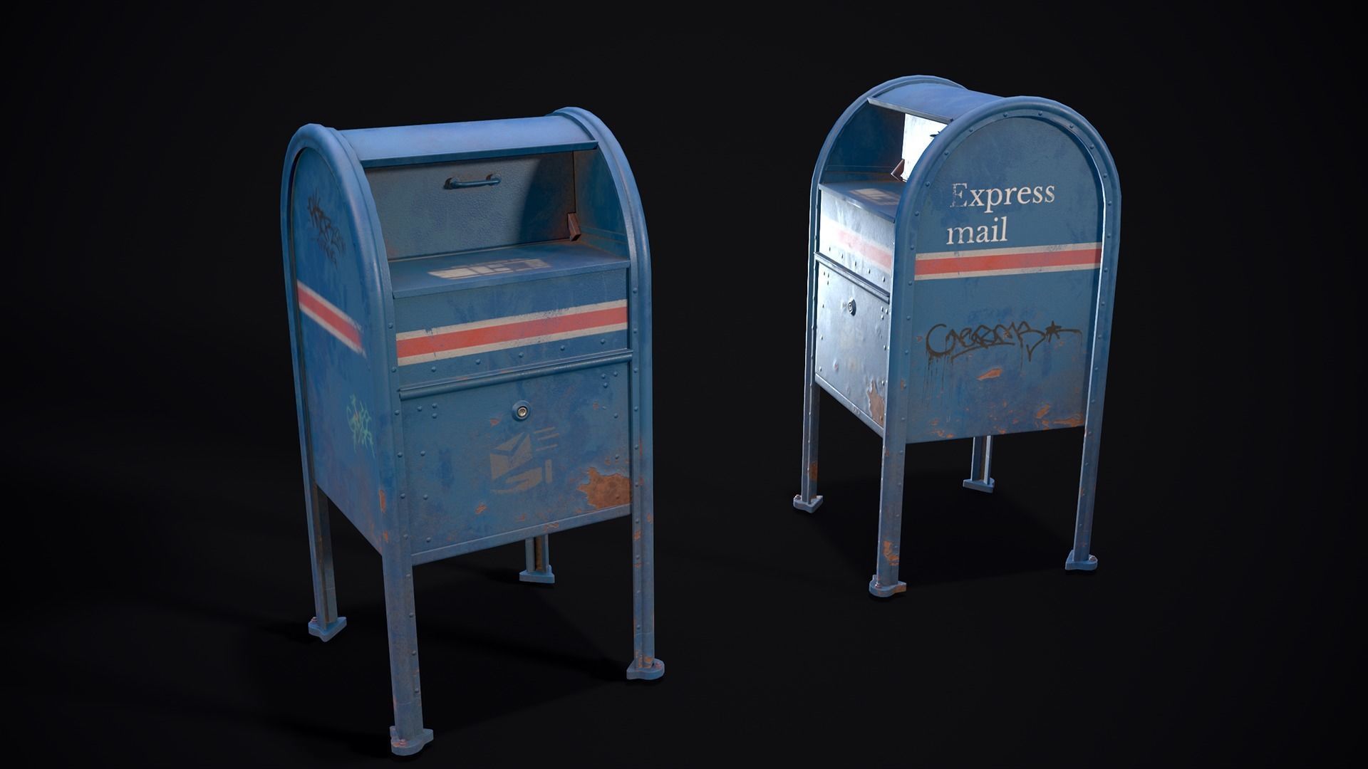 Street props Low-poly 3D model_2