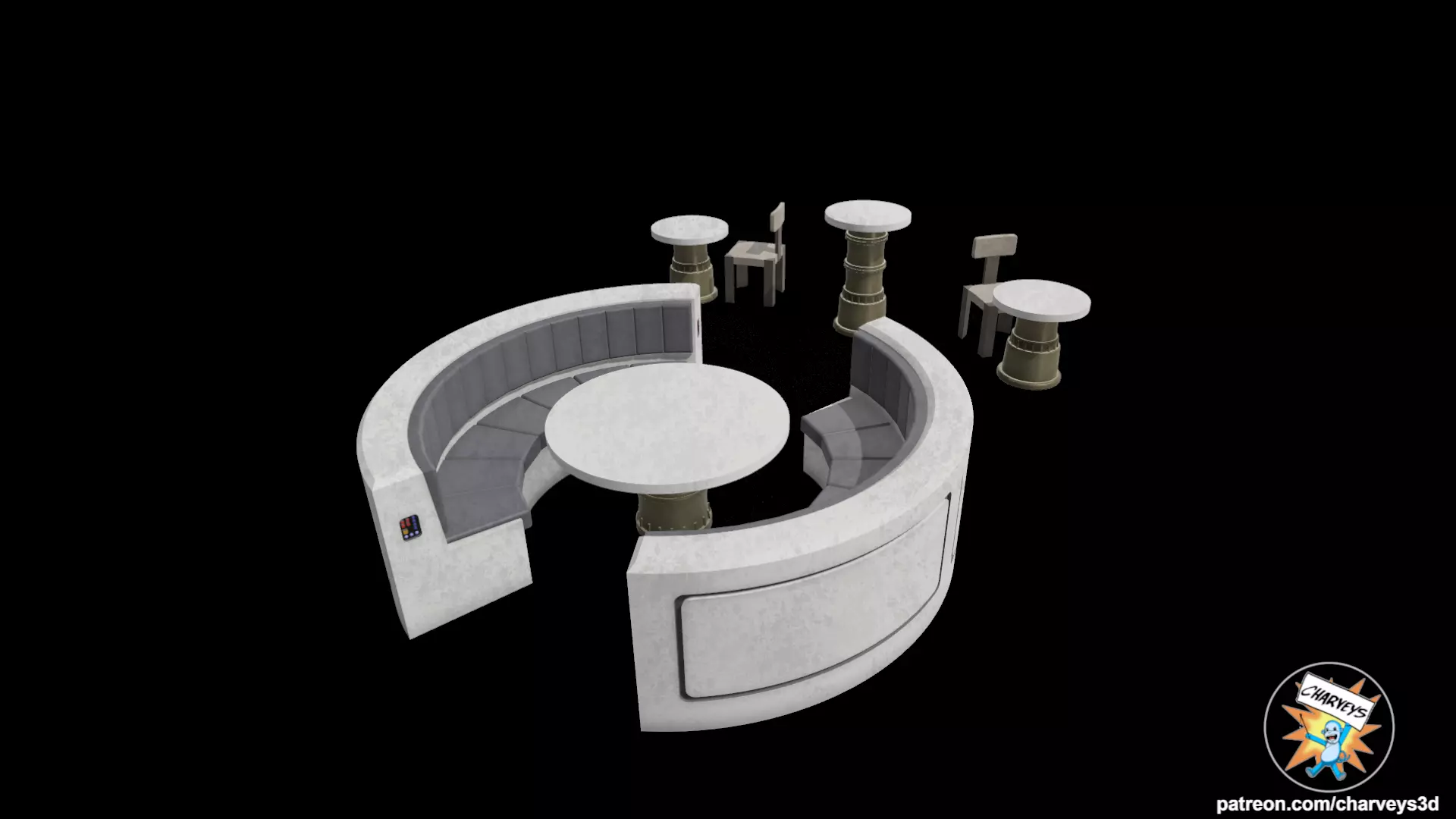 Star Wars Nevarro Cantina Tables and Chairs for action figures 3D print model