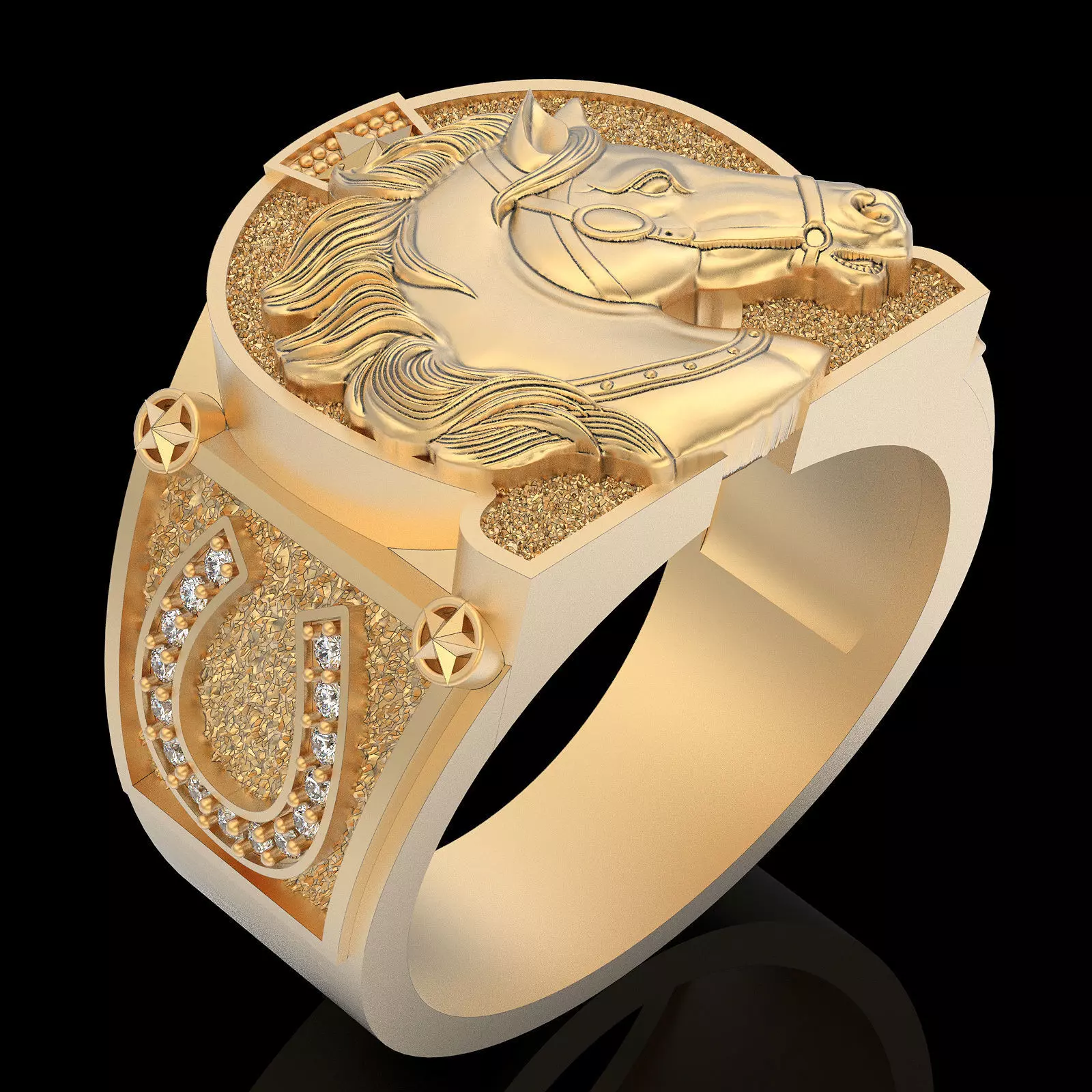 Horseshoe  ring silver gold jewelry printable 3D model 3D print model_0