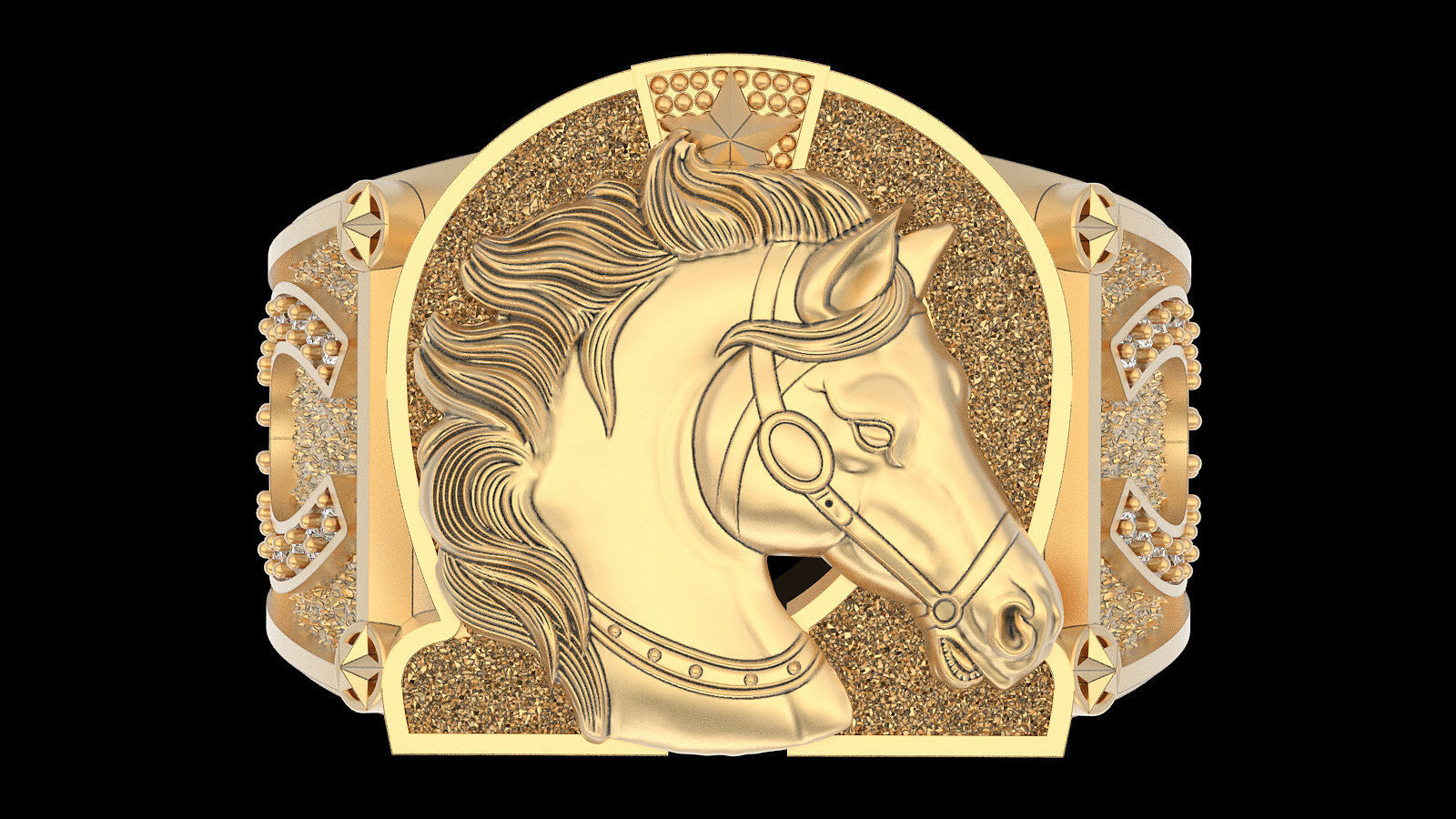 Horseshoe  ring silver gold jewelry printable 3D model 3D print model_1