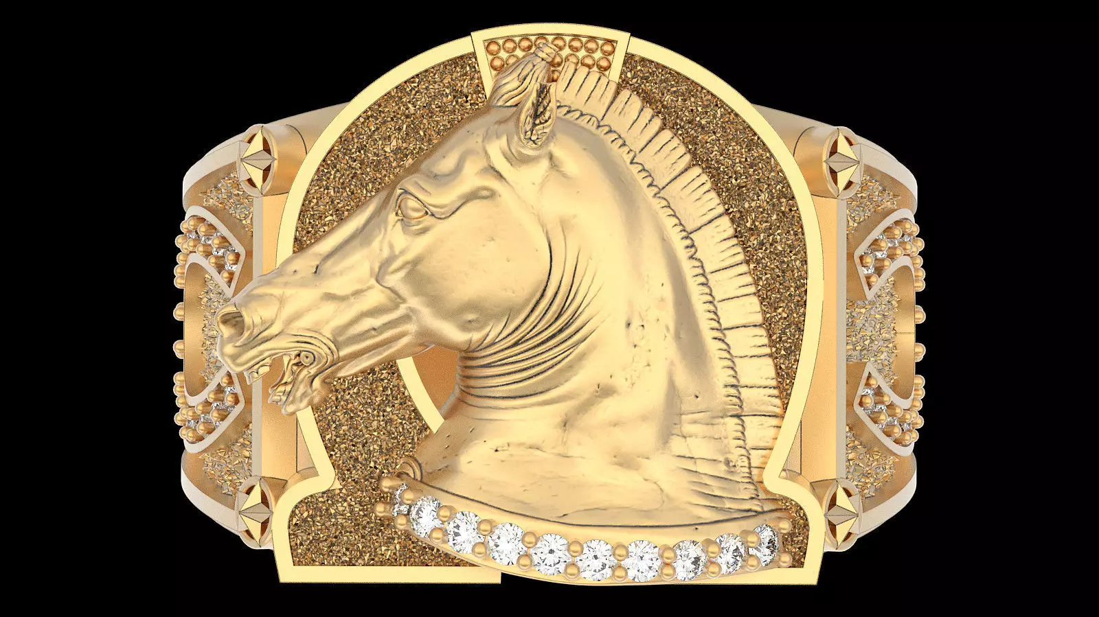 Horse ring silver gold sterling jewelry printable 3D model 3D print model