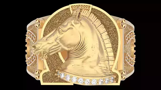 Horse ring silver gold sterling  jewelry printable 3D model
