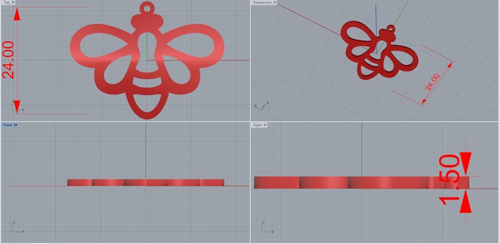 bee pendant 3D print model_2