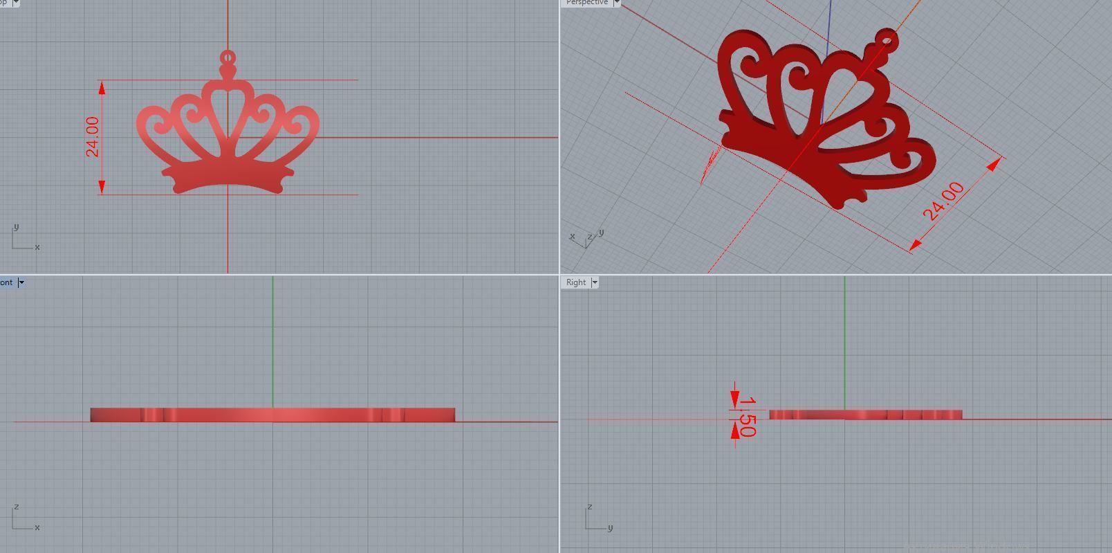crown pendant 3D print model_2