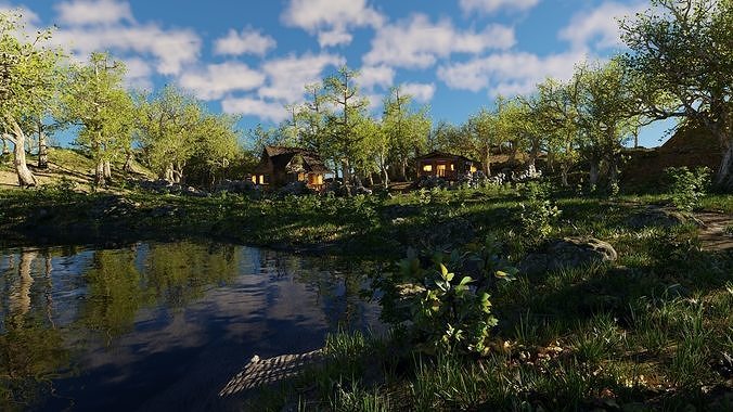 Cabins Scene 3D model 7
