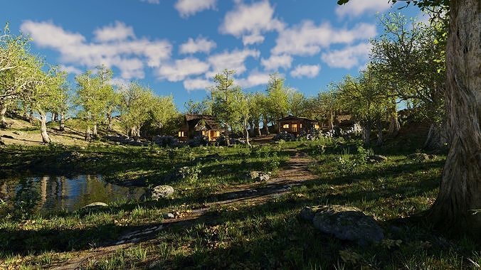 Cabins Scene 3D model 2