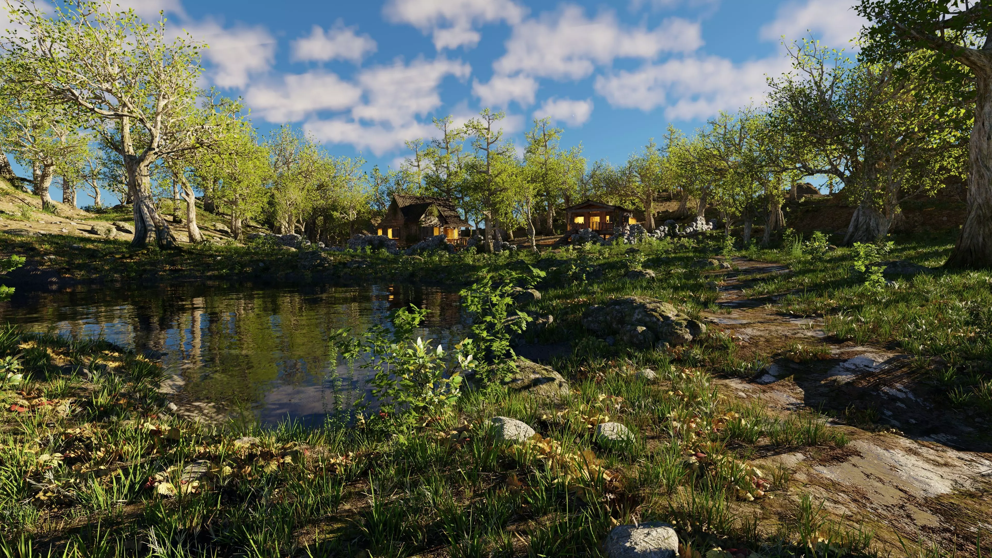 Cabins Scene 3D model_0