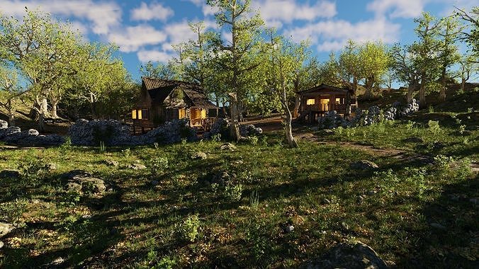 Cabins Scene 3D model 6