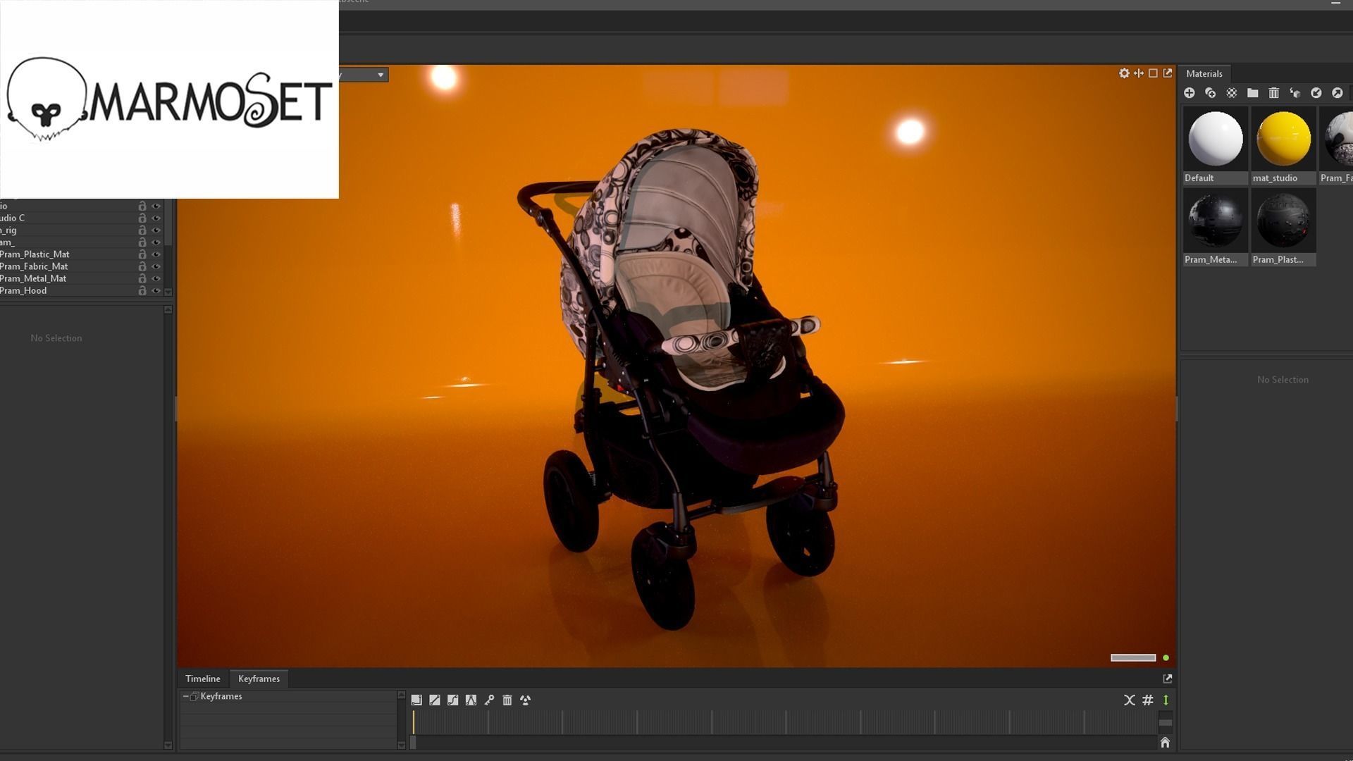 Baby Stroller Pram Low-poly 3D model_11