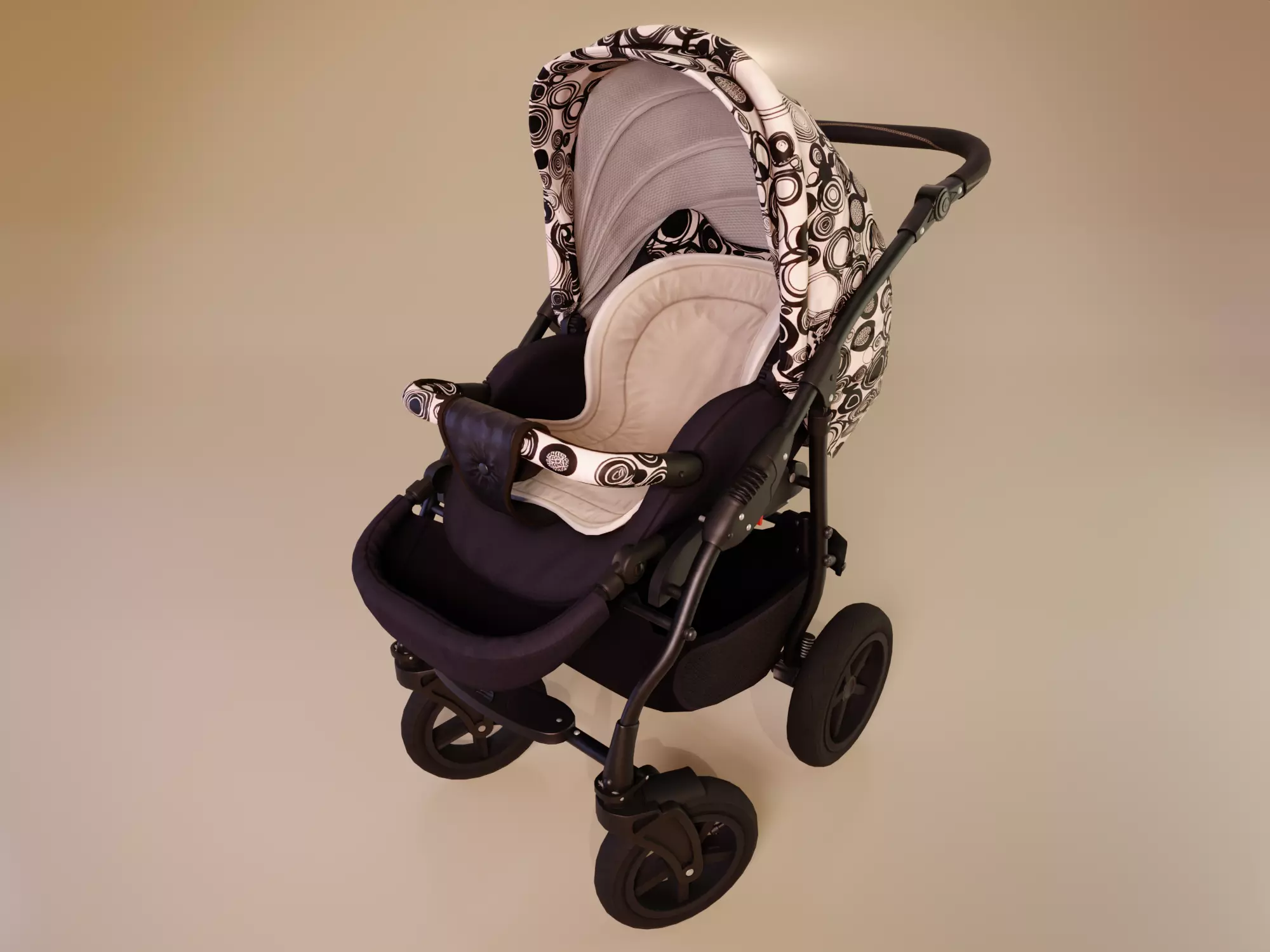 Baby Stroller Pram Low-poly 3D model_0