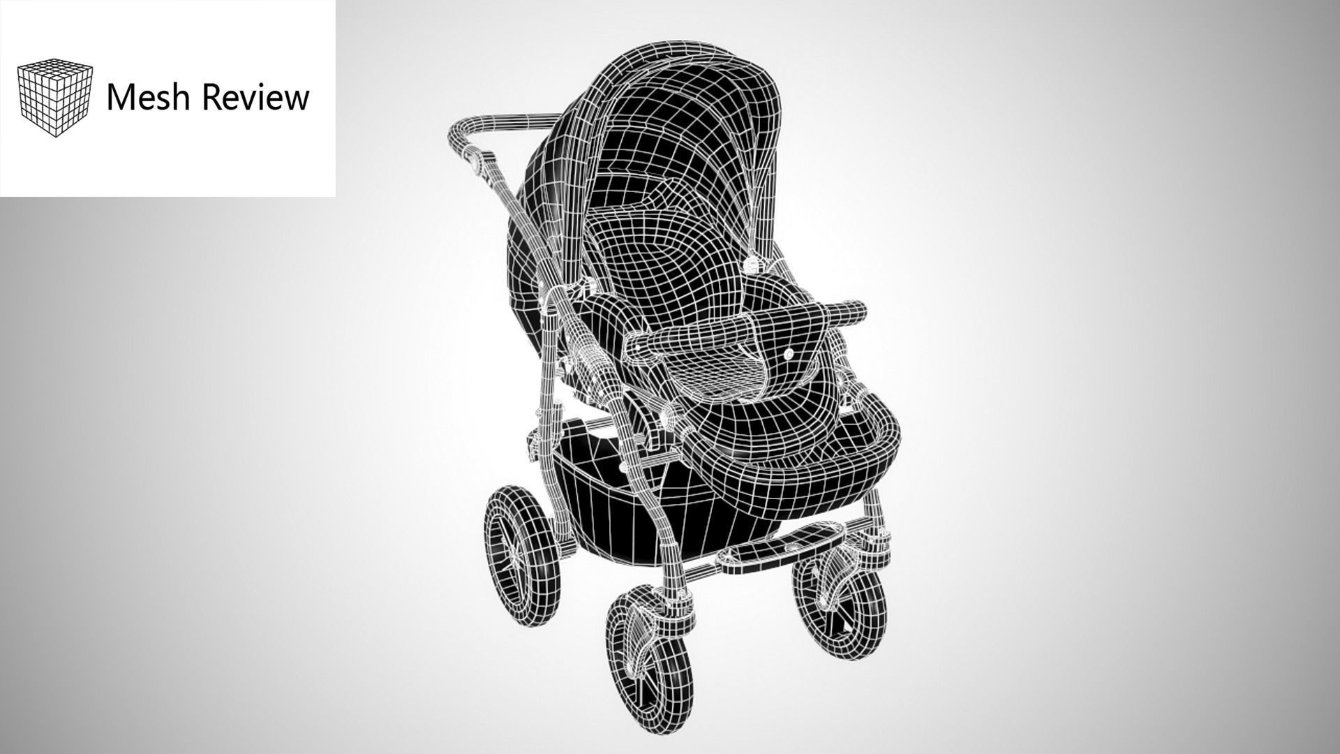 Baby Stroller Pram Low-poly 3D model_16