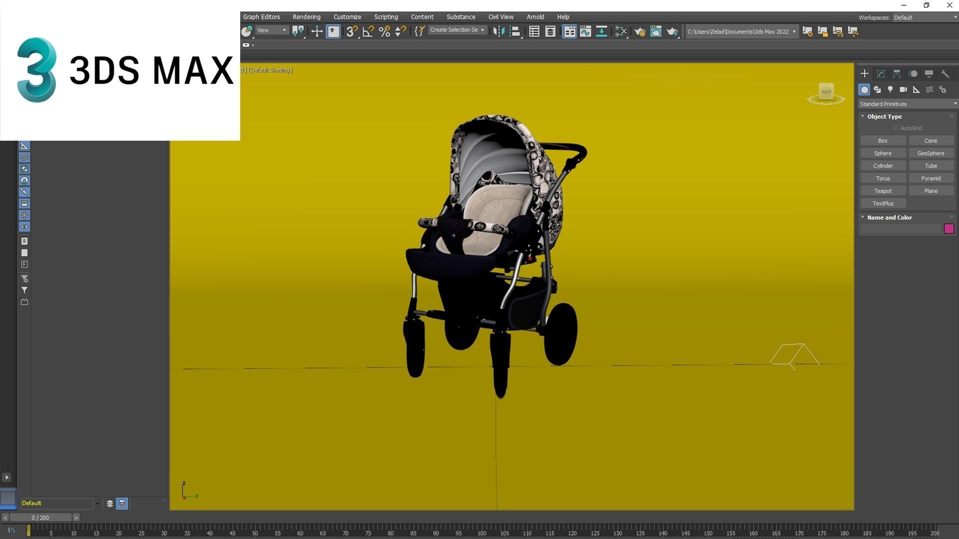 Baby Stroller Pram Low-poly 3D model_14