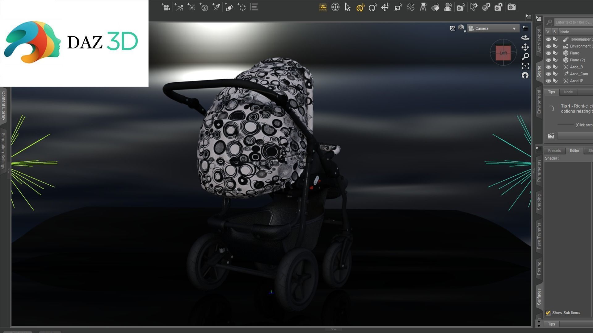 Baby Stroller Pram Low-poly 3D model_8