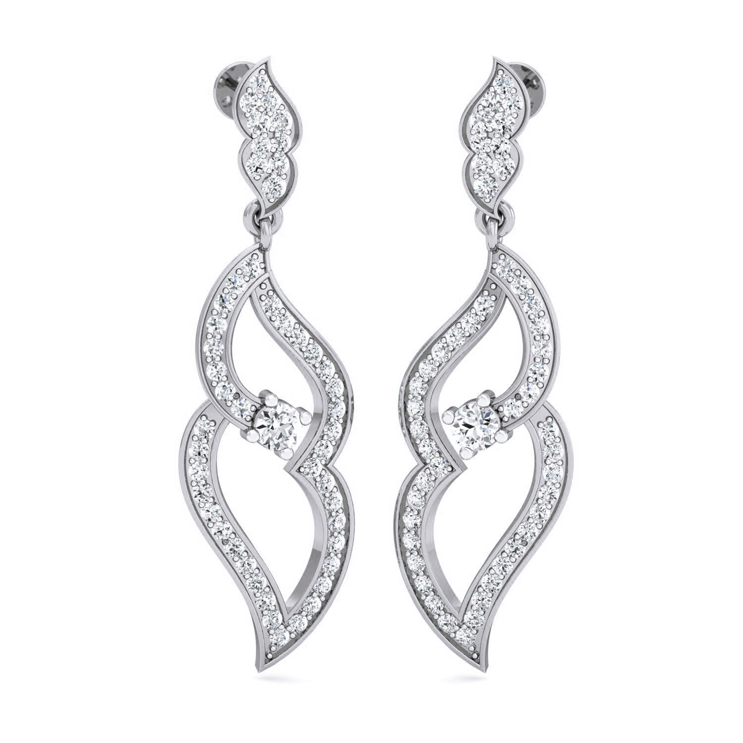 Women Long Earrings 3dm stl 3mf obj glb gltf render details 3D print model_2