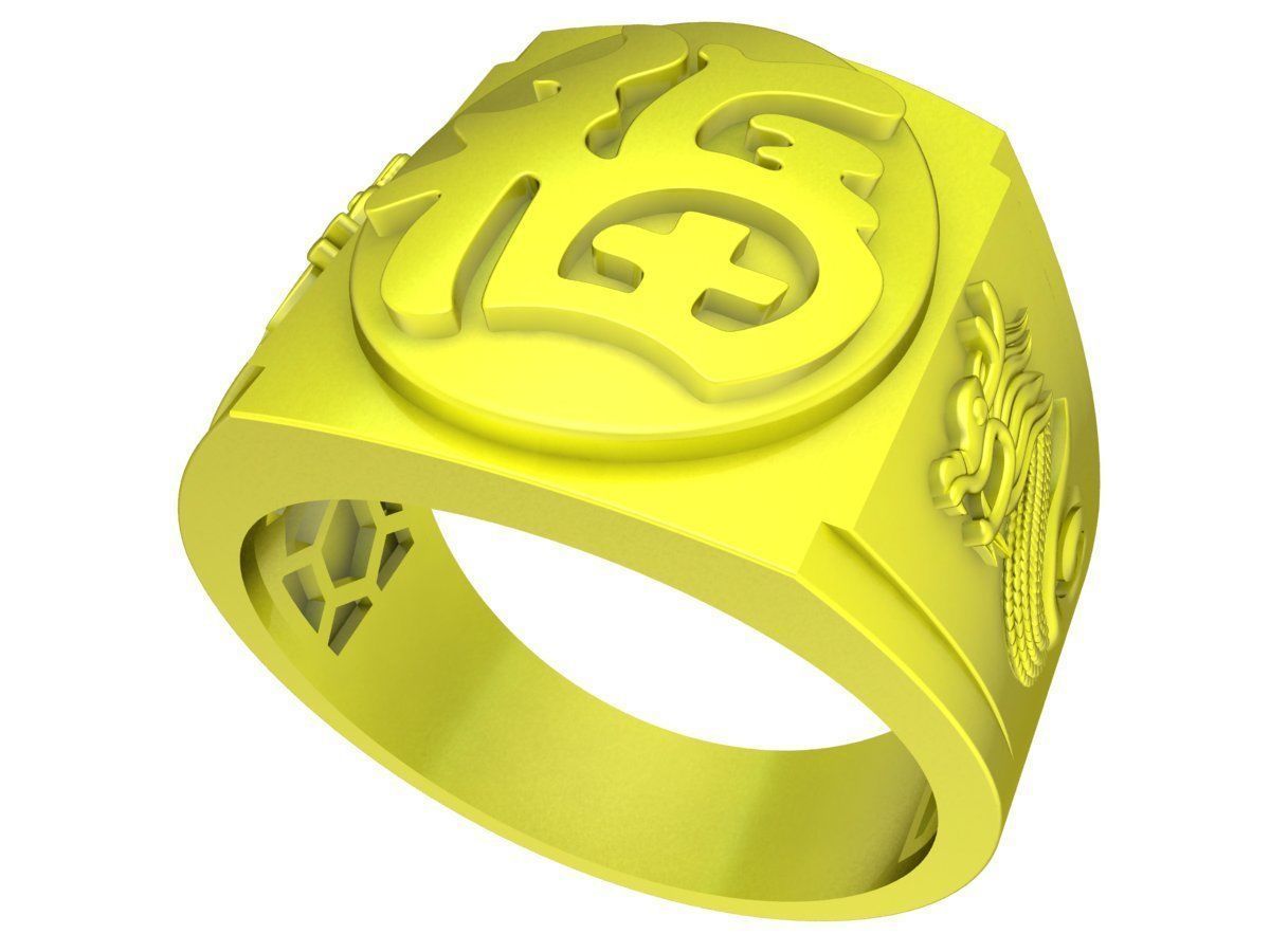 24k chinese dragon texture men ring 4983 3D print model_1