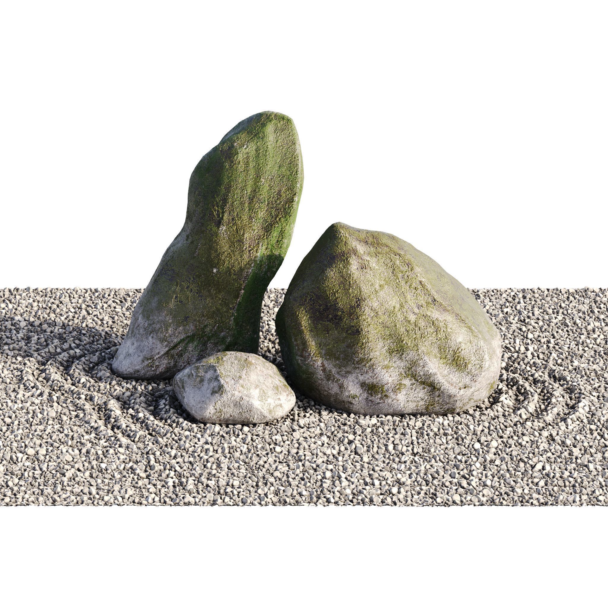 Japanese Rock Zen Garden 01 - Low Poly - PBR Low-poly 3D model_9