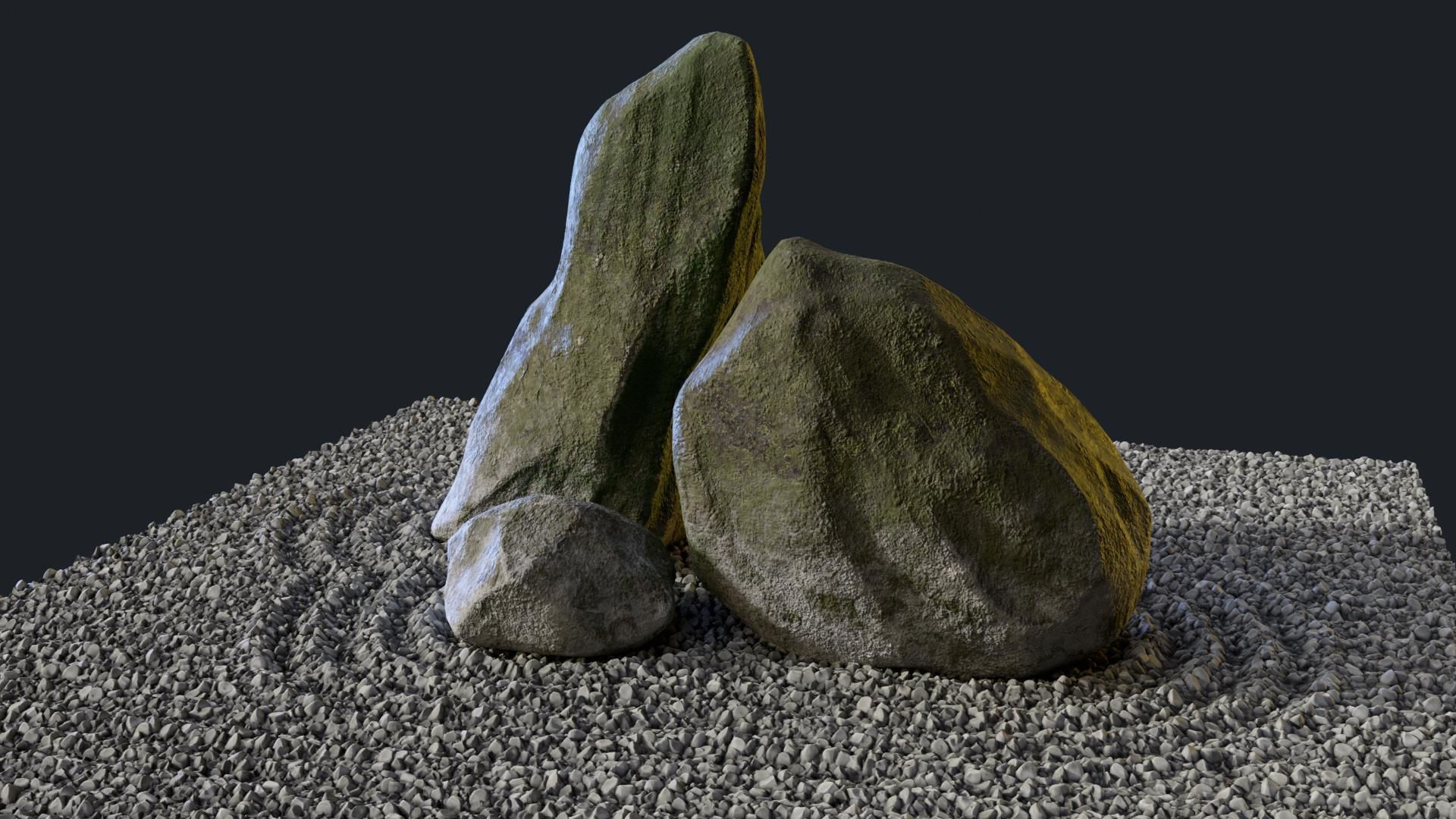 Japanese Rock Zen Garden 01 - Low Poly - PBR Low-poly 3D model_5