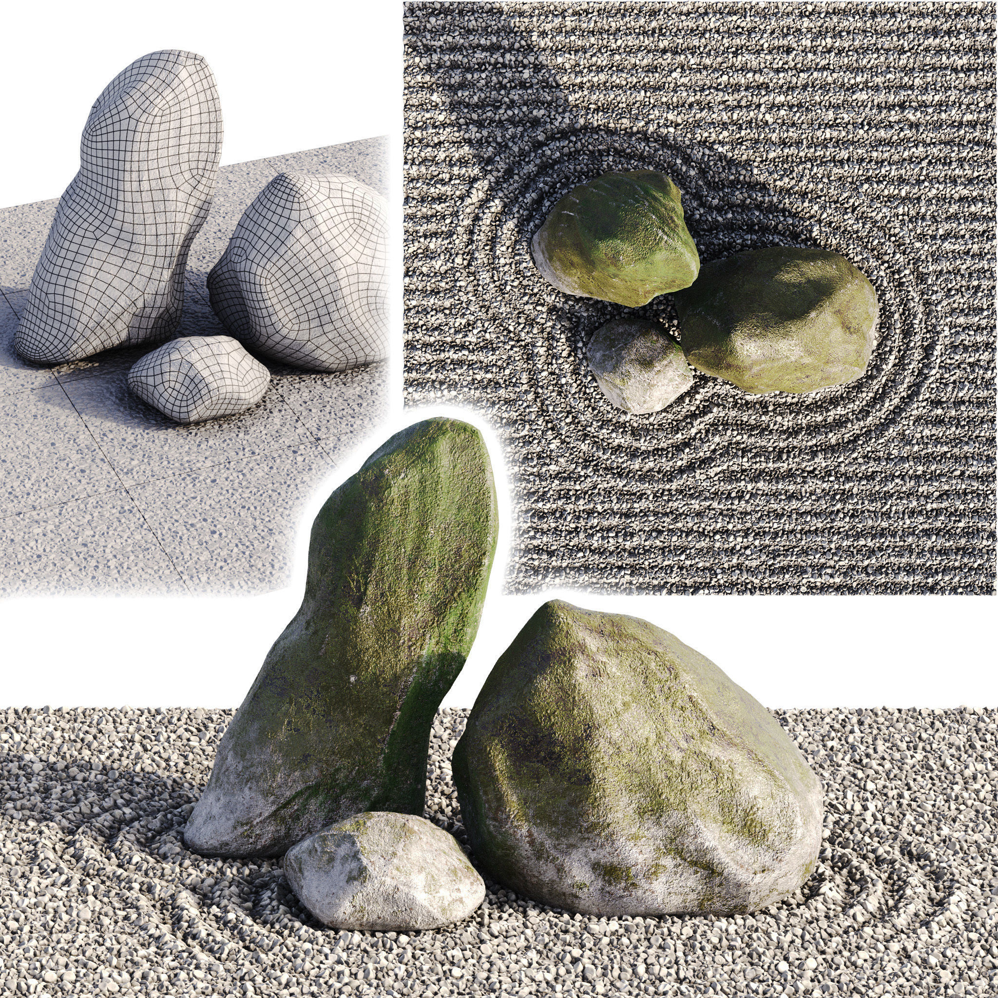 Japanese Rock Zen Garden 01 - Low Poly - PBR Low-poly 3D model_8