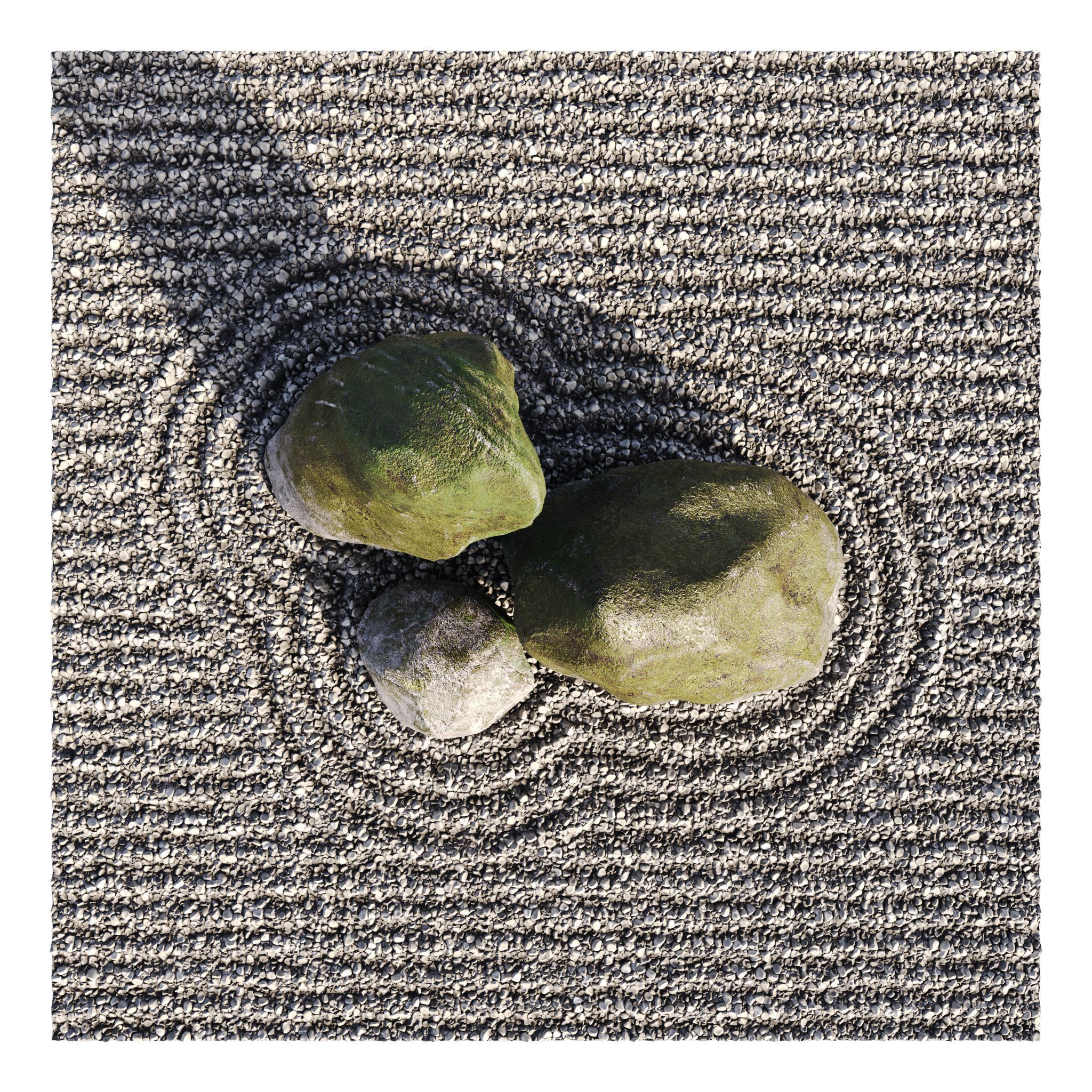 Japanese Rock Zen Garden 01 - Low Poly - PBR Low-poly 3D model_4