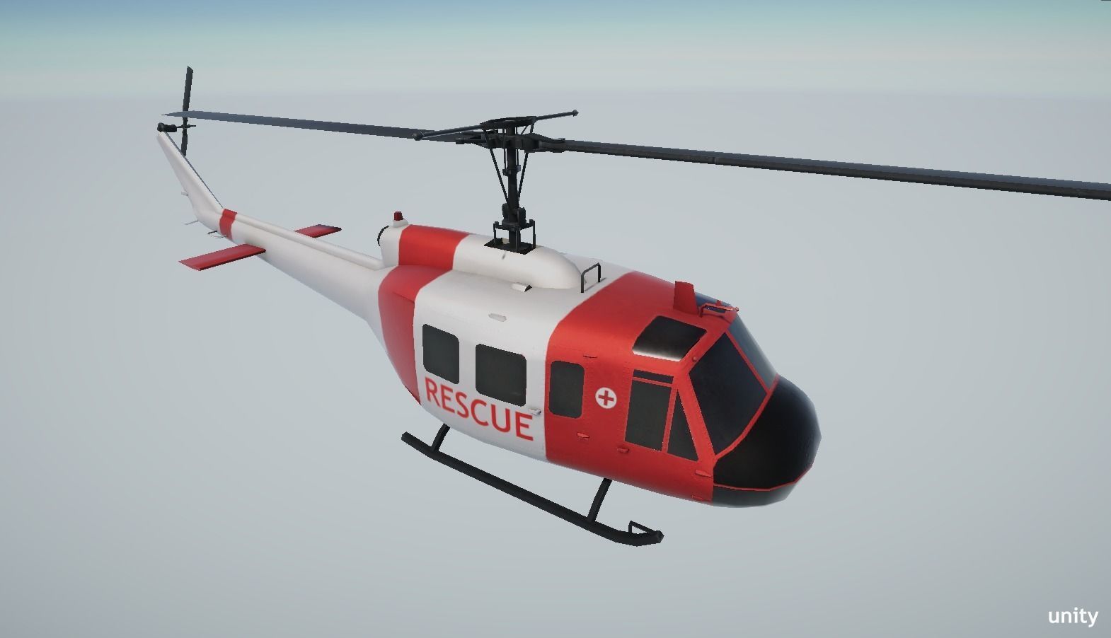 Helicopter Bell CH-118 Iroquois  lowpoly gameready Low-poly 3D model_2